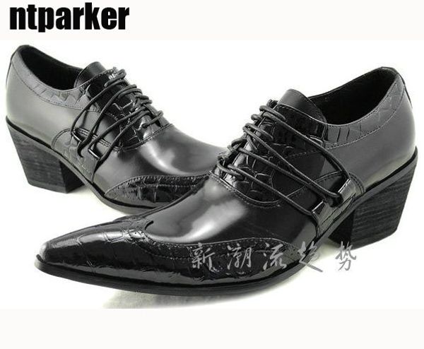 Japon Moda deri adamın ayakkabı asansör sivri burun ayakkabı timsah desen düğün ayakkabı resmi elbise ayakkabı erke ...