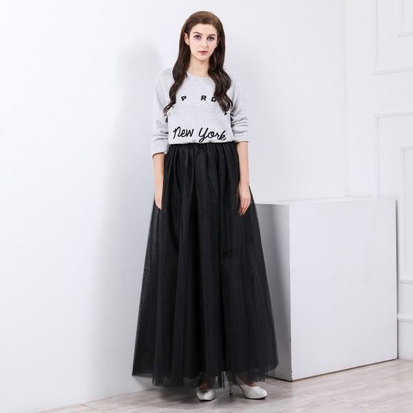 

fashion casual real picture ankle length tulle skirt custom made pleated elastic waist skirts for women with draped layers tutu skirt, Black