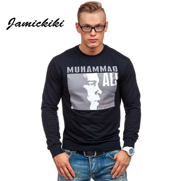 

wholesale-2016 jamickiki new arrival men's hiphop streetwear hoodies casual o-neck cotton sportswear tiger sweatshirts printed ali men, Black