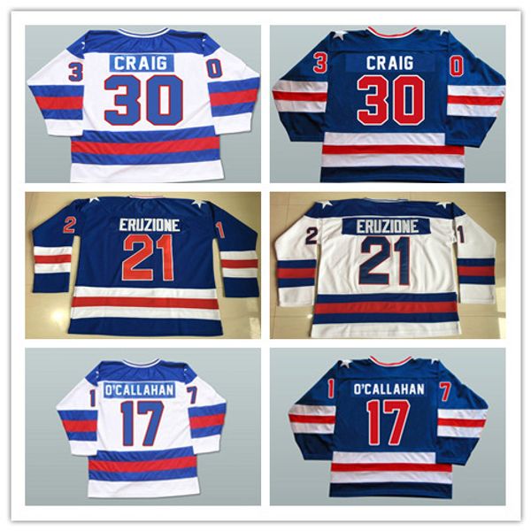 

1980 джек о'каллахан олимпийский сша чудесный хоккей джерси # 21 майк эрузионе # 30 джим крэйг # 17 о'каллахан 1980 сша чехия хоккей майки, Black;red