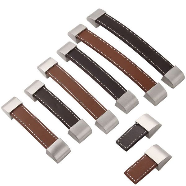 2019 Artificial Leather Handle Doorknob Pull Furniture Knob Drawer
