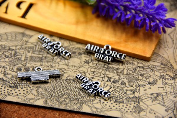 

60pcs-- 25*10mm antique silver air force brat charms diy charms pendants, Bronze;silver