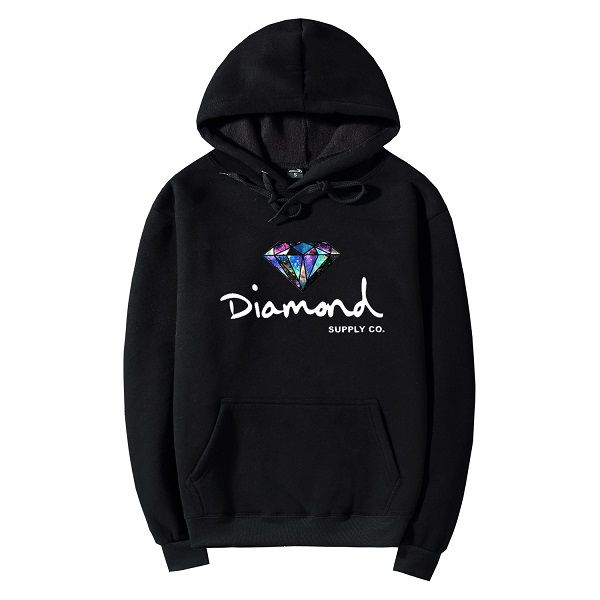 

wholesale s-2xl new autumn winter thick diamond supply hoodies sweatshirts for men women letter printing pullover hoody jacket, Black