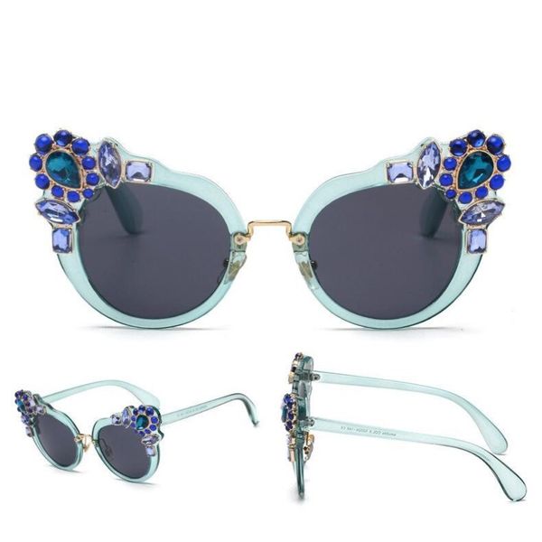 

new rhinestone sunglasses fashion cat eye eye glasses grace good quality mm same style 6 colors wholesale shipment, White;black