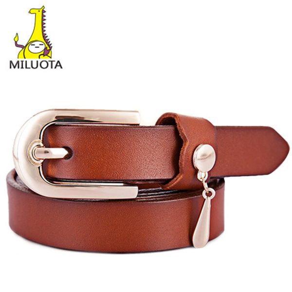 

wholesale- [miluota] 2015 100% genuine leather women belt gold metal pin buckle fashion belts for women brand cintos femininos wnd909, Black;brown