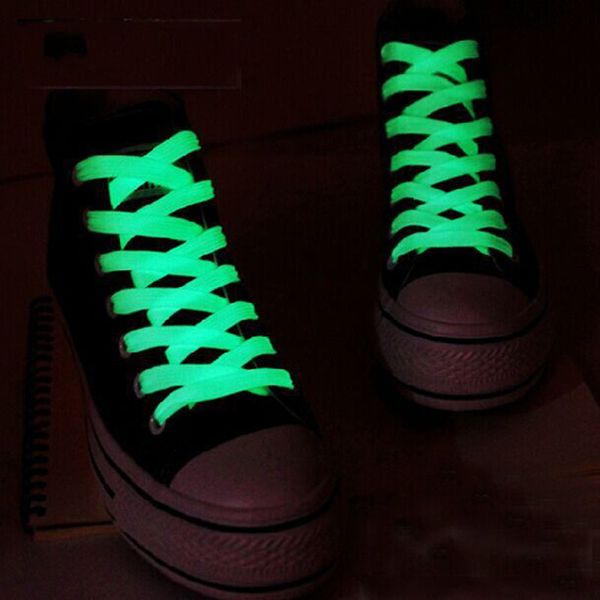 

new design luminous shoelaces luminous glow in the dark fluorescence shoelace shoe lace polyester nylon flat shoes party camping