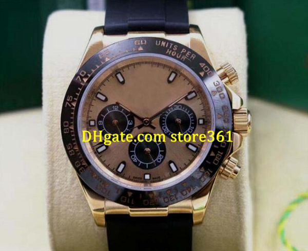 

3 style mens watches mechanical automatic black rubber band stainless steel 116518 116520 rose gold dial 40mm 18k rose gold ceramic bezel, Slivery;brown
