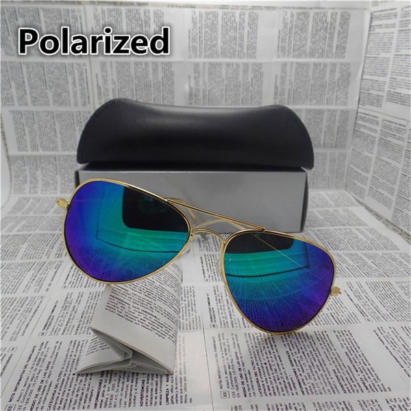 

polarized lens fashion mirror pilot sunglasses for men and women uv400 vintage sport sun glasses with box, White;black