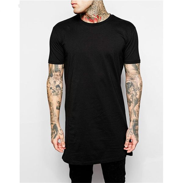 

Brand New Одежда Мужской Черный Длинной Футболка Мужчины Топы Хип-хоп Tshirt Мужчины хип