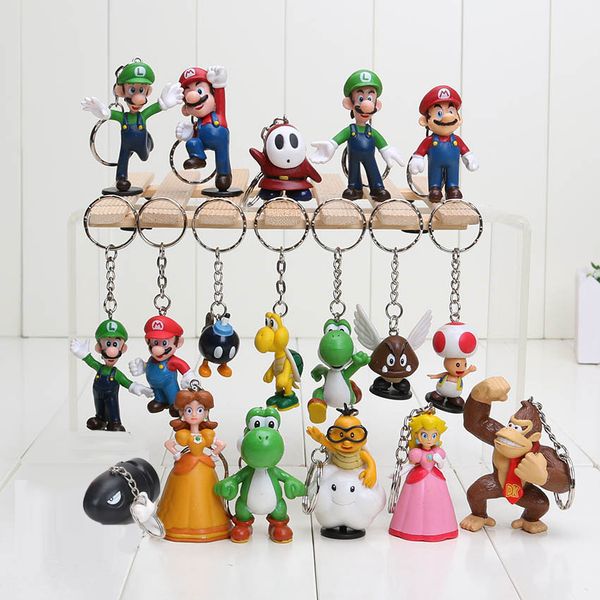 

Super Mario keychain Bros Luigi Action Figures 18pcs/set new arrival youshi mario Gift OPP