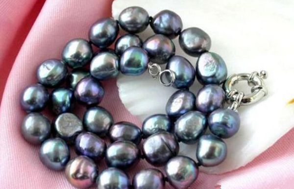 

huge natural cultured south sea black baroque pearl necklace, Silver