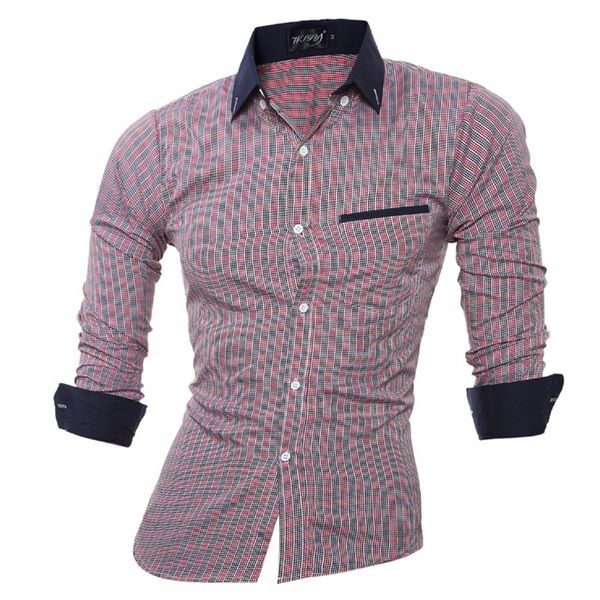 

wholesale- 2017 new fashion plaid shirt men casual long sleeve slim fit shirts formal business male dress shirts camisa social masculina, White;black