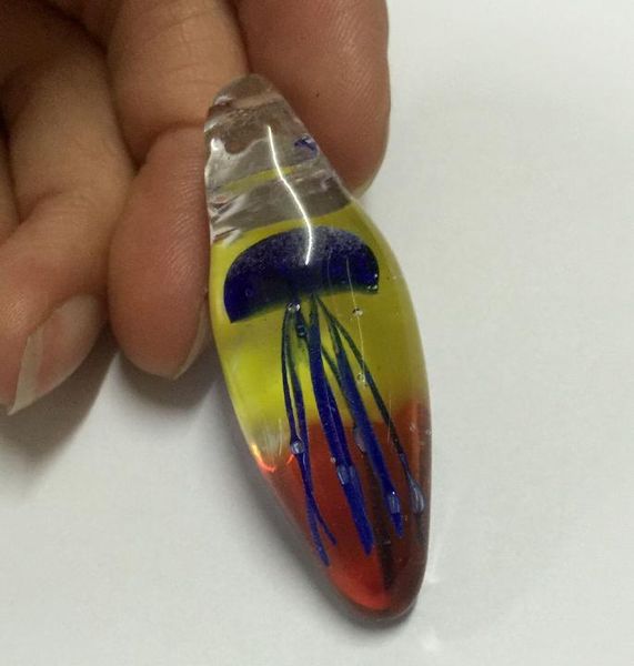 

blue jellyfish bottom glass beades pendants handmade jewelry, Silver