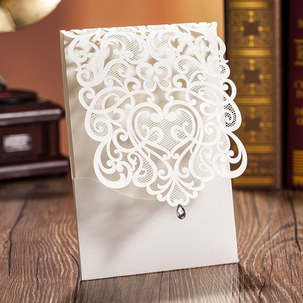 

wholesale- laser cut wedding invitation pocket greeting cards wedding invitation pockets laser cut pocket fold invitations peach