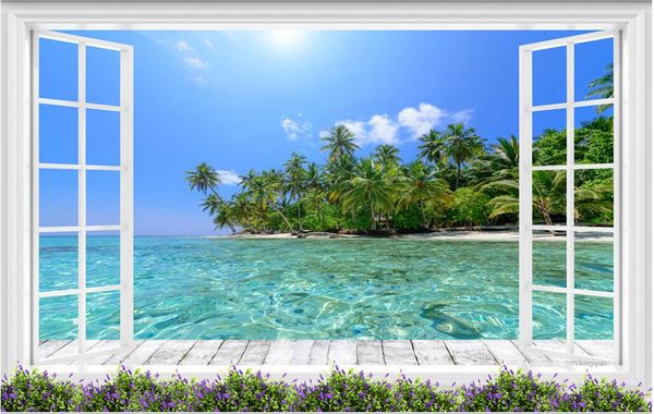 

3d room wallpaper custom p mural floor to ceiling island sea view decor painting picture 3d wall murals wallpaper for walls 3 d