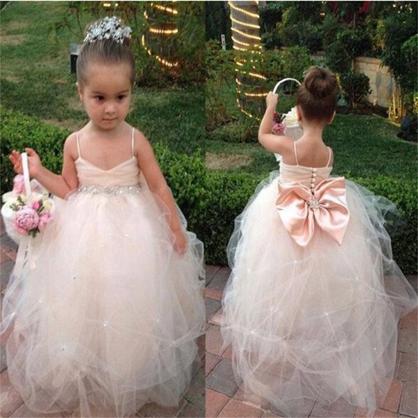 

brand new цветочных платья девушки с bow бретельками для свадеб причастия pageant платья бального платья маленьких девочек детей / дети плат, White;blue