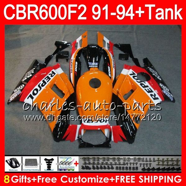 

8 подарки 23 цвета для Honda CBR600F2 91 92 93 94 CBR600RR ФС 1HM2 ЦБ РФ 600F2 600 Ф2 Ф2 CBR600 1991 1992 1993 1994 обтекатели компании Repsol оранжевый черный