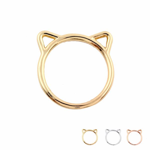

everfast wholesale 10pc/lot fashion accessories jewellery rings lovely kitty cats ear rings for women wedding and party gifts size 6.5 efr06, Silver