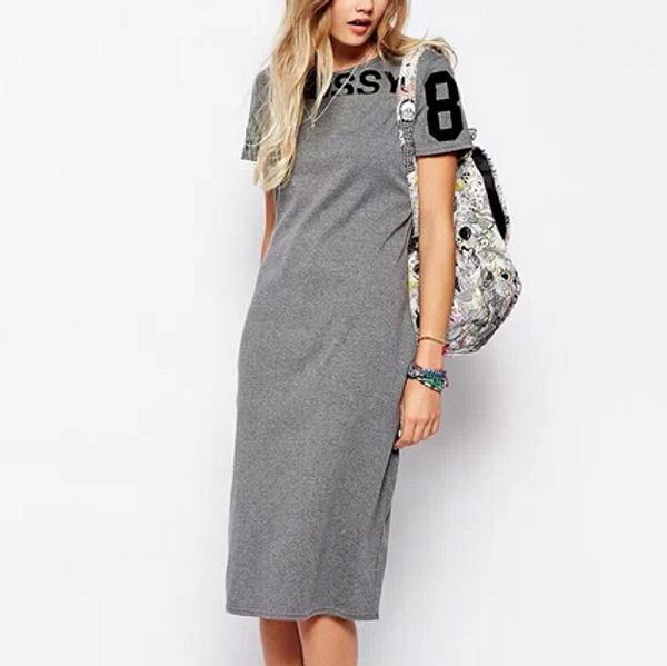 

wholesale- women letters print plus size dress vintage o neck short sleeve dress vestidos femininos causal slim dress qz1869, White;black