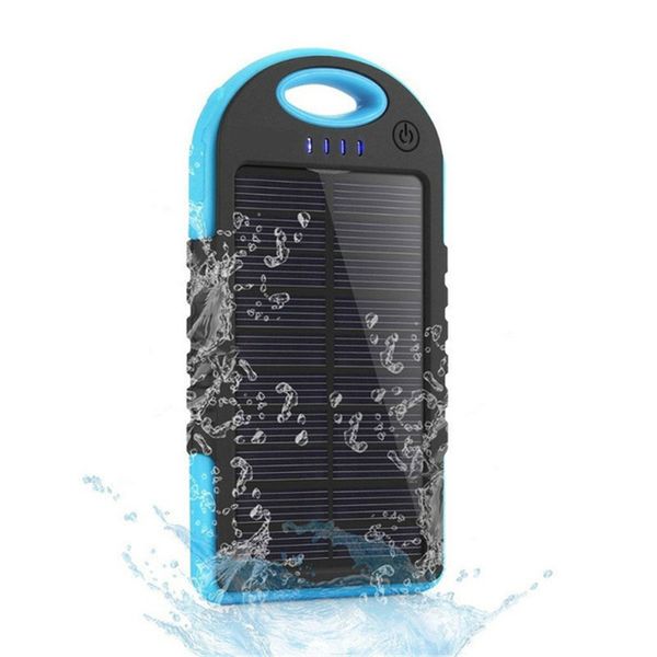 

5000mAh Solar Charger and Battery Solar Panel portable power bank for Cell phone Laptop Camera MP4 With Flashlight waterproof shockproof
