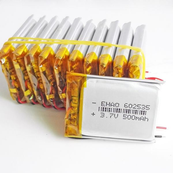 3,7 V 500 mAh 602535 Lithium-Polymer-LiPo-Zellen wiederaufladbare Batterie-Ionen-Leistung für MP3-Kopfhörer, DVD, GPS, Handy, Kamera, PSP-Spiel, Spielzeug