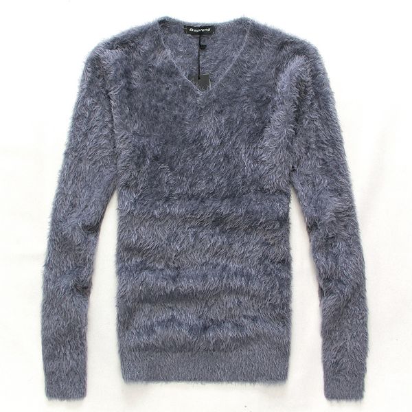 2016 зима новое поступление мужская одежда мужская мода Slim V-образным вырезом пуловер мохэр свитер дна рубашка мужчины повседневные вершины M L XL