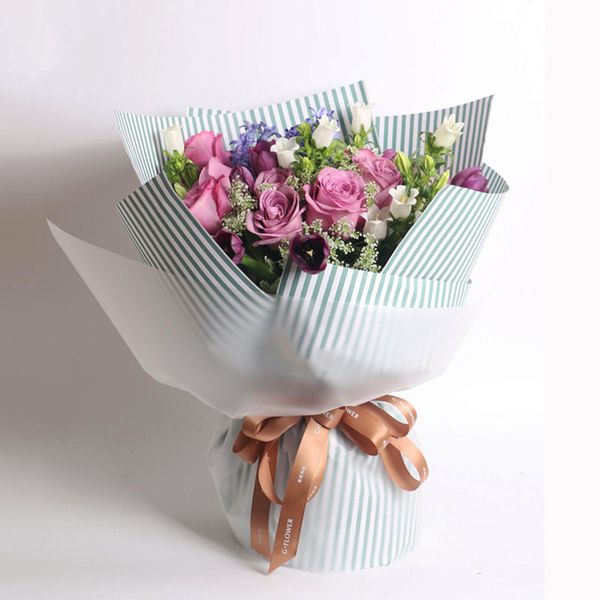 

20pcs flowers packaging waterproof matte striped paper flowers florist bouquet gift florist supplies wrapping paper