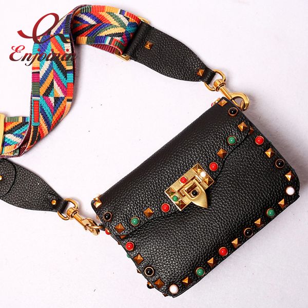 

wholesale- fashion style rivet agate genuine leather braided shoulder strap flap shoulder bag handbag messenger bag ladies