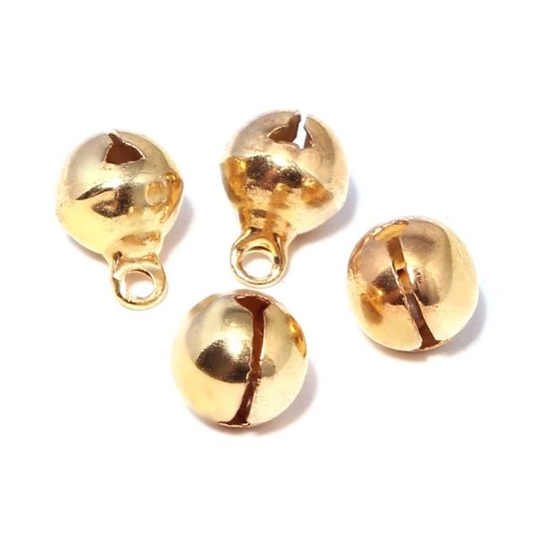 

wholesale-200pcs christmas party bell 12mm golden jingle bell with sound gold plated chrismtas holiday ornaments decoration