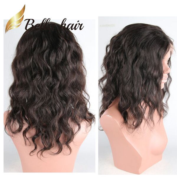 

natural wave lace front wig curly virgin human full lace hair wigs 130% 150% density for black women julienchina bellahair, Black;brown