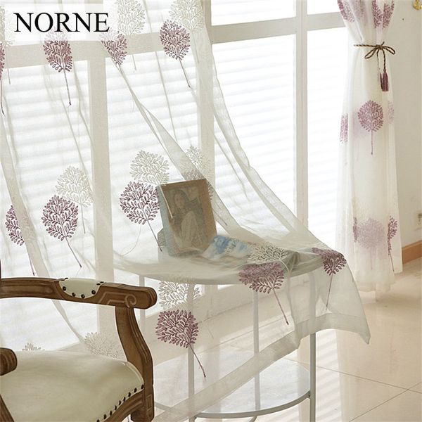 Norne Embroidered Semi White Voiles Tulle Sheer Curtains For