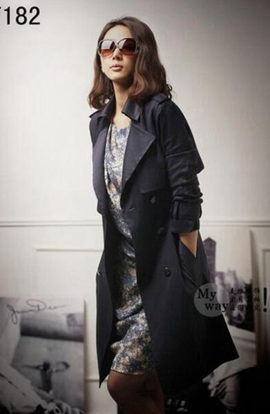 

the spring and autumn period and the han edition boutique british elegant leisure fashion woman plus-size trench coat / s-4xl, Black