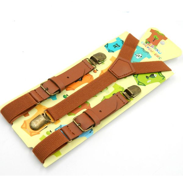 

wholesale-kids leather suspenders fashion baby braces strong 3clips trousers suspensorio elastic strap size 2.5*70cm ing, Black;white