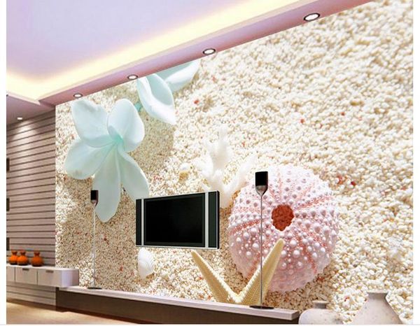 

classic beach elegant shell mural 3d wallpaper 3d wall papers for tv backdrop