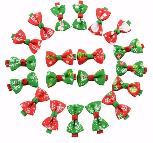 

cute girls baby ribbon bow hair clip kids bowknot hairpin children hair accessories boutique christmas ornaments, Slivery;white