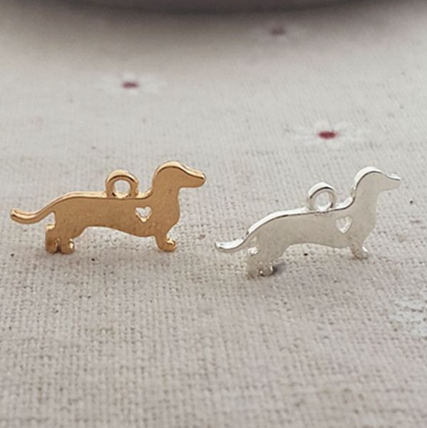 

wholesale- 20pcs/lot 10*20mm 18k gold plating metal animal dog charm dachshund for diy jewelry making, Bronze;silver