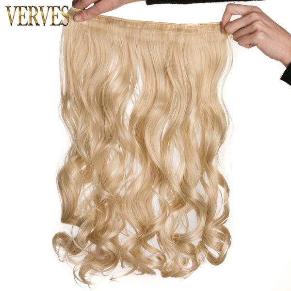 Clip In One Piece Blonde Wavy Long High Tempreture Synthetic Woman