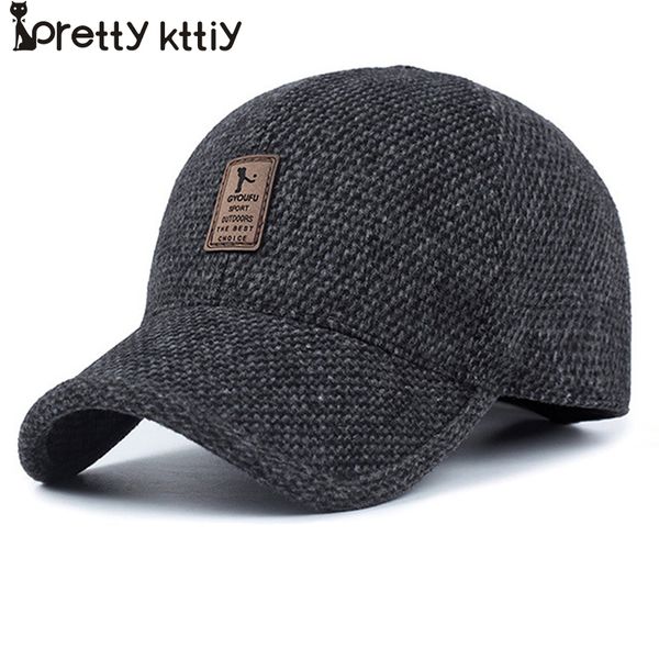 

wholesale- pretty kitty 2017 warm winter spring thickened baseball cap with ears men's cotton hat snapback hats ear flaps for men hat, Black;white