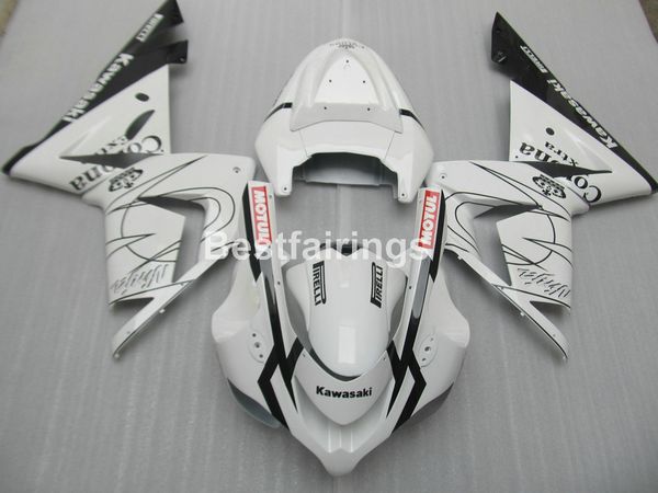 Venda quente de plástico kit de Carenagem para Kawasaki Ninja ZX10R 04 05 branco preto carenagem set ZX10R 2004 2005 YT16