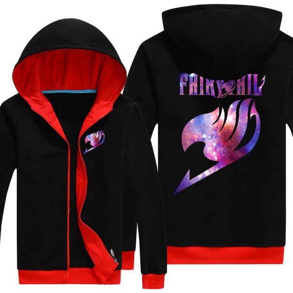 Großhandels-Heißer Verkauf Farbe nachtleuchtendes Fleece Anime Cartoon Fairy Tail Flagge fluoreszierender Reißverschluss Männer / Frauen Hoodies 12 Muster Top-T-Shirts