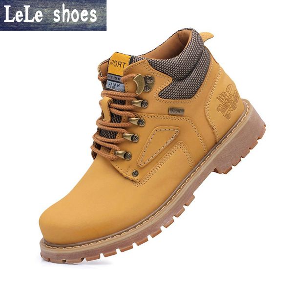 

wholesale-2016 autumn winter men ankle timber boots leather plush fur warm snow martin boots outdoor botas hombre plus size, Black