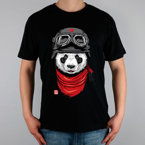 

wholesale- happy adventurer panda t-shirt pure cotton men t shirt new design high quality, White;black