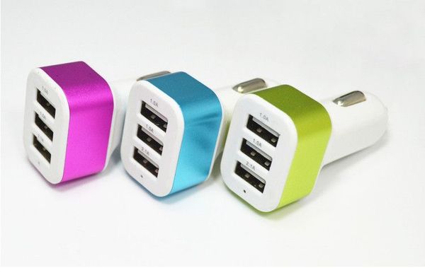 Evrensel 4.1A 12 V 3 USB Portu Seyahat Araç Şarj Adaptörü iphone 5 S 6 Samsung S4 S5 Not 4 Akıllı Cep Telefonu 50 adet / grup