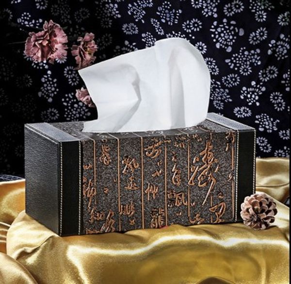 

wholesale- 071886 new high-grade home furnishing leather tissue box car office l supplies creative retro chinese napkin box