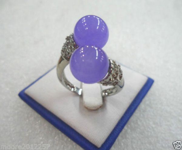 Мода хороший реальный фиолетовый нефрит твердых серебряное кольцо размер 8#-9#