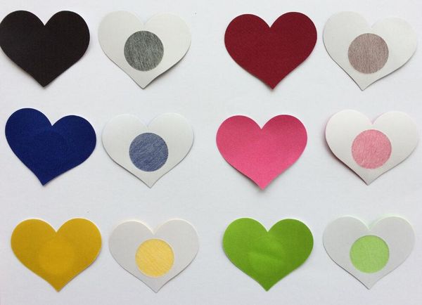 

6 colors 5.8*4.8cm heart shape safety and environmental protection nipple covers sticker breast pad t- tit tape cover