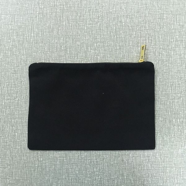 

classic black makeup bag 4.5x7 inches small size zipper pouch black clutch bag cotton purse
