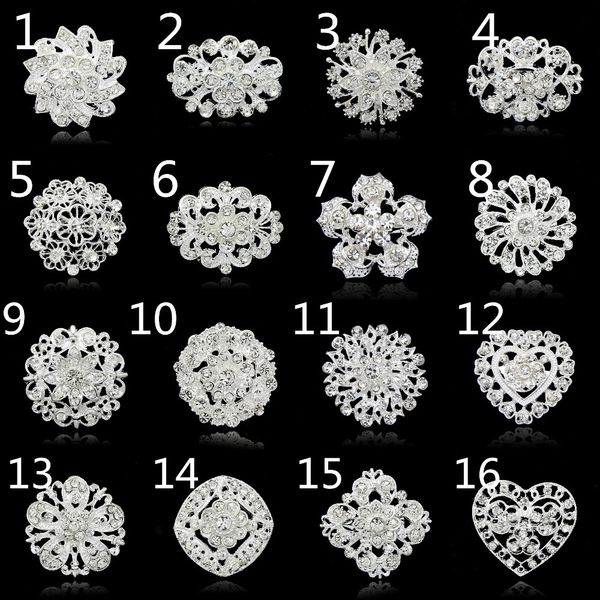 

wholesale- no minimum order fashion brooches pins silver vintage crystal brooch bouquet for wedding womens brooch, Gray