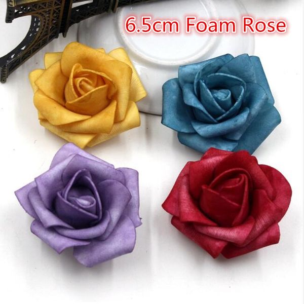 

Wholesale-10pcs Foam Stain Rose Artificial Flower For Wedding Party Plants Decoration Marriage Pompom Cloth Accessories Fake Rosa Flower