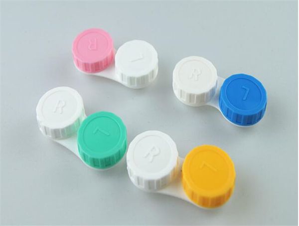 

500pcs fashion candy contact lenses case kit mate double lens simple box a056